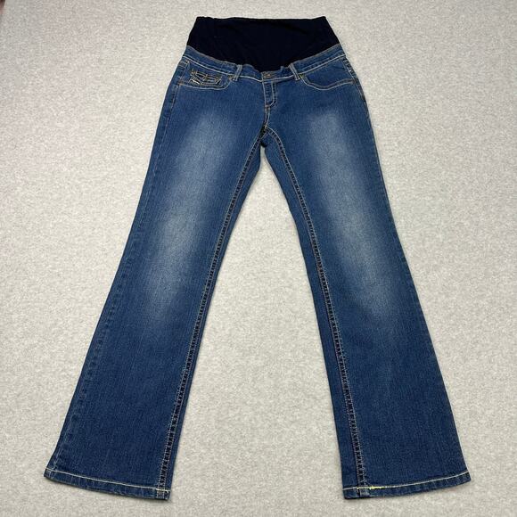 Lilac Maternity Jeans WMNS M Medium Wash Denim Stretchy Waist Panel Bootcut Leg - Picture 1 of 13